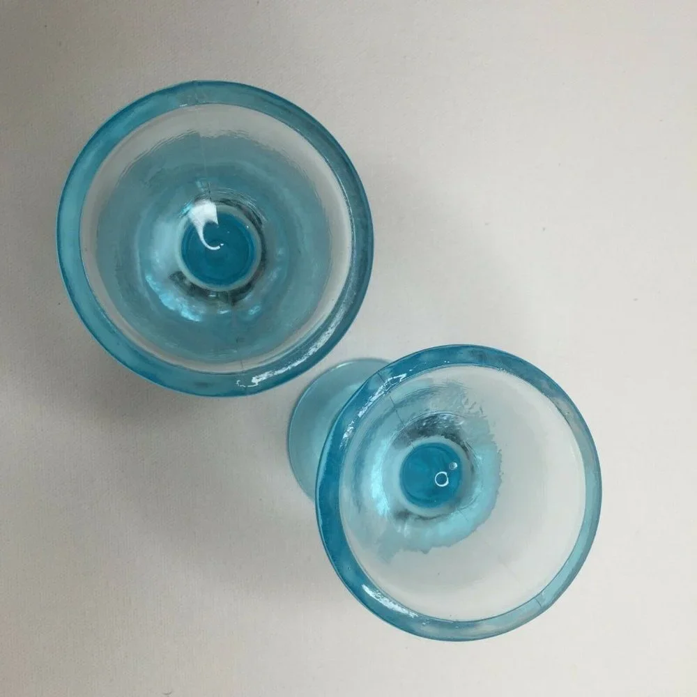 Ikea Blue Glass Candle Stick Holder Martini Glass Style Votive Decor 5